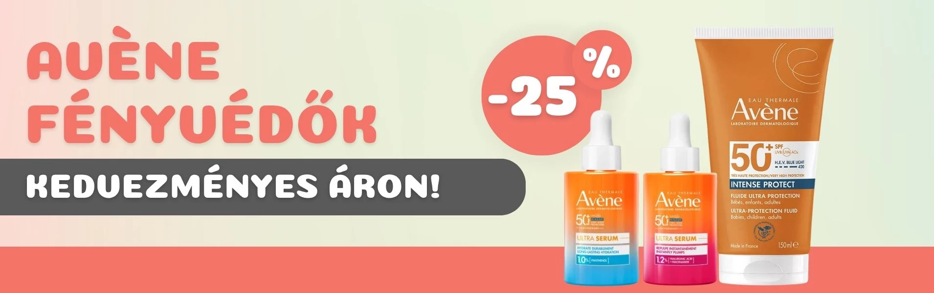 Avéne fényvédőkre 25% kedvezmény!