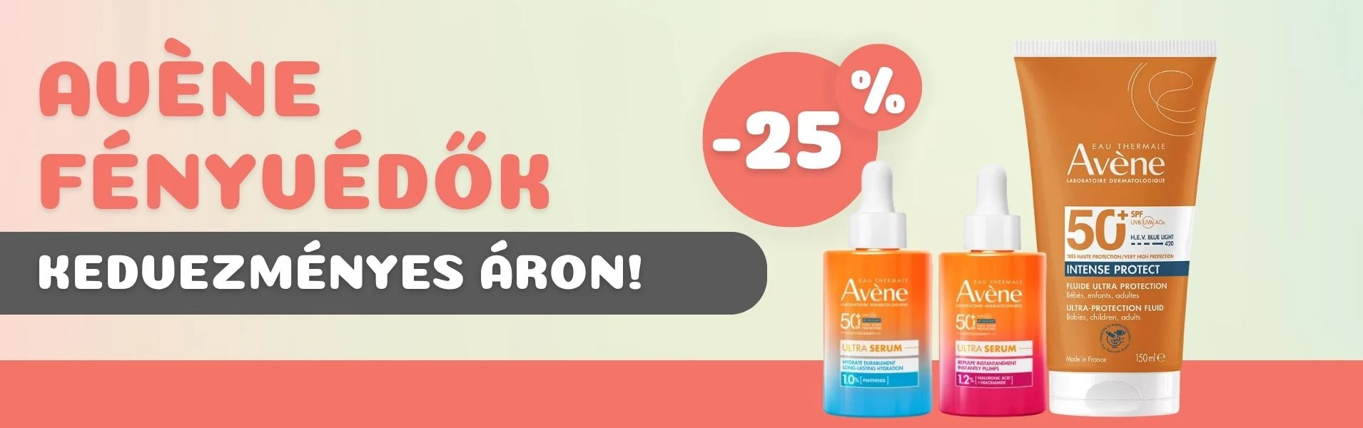 Avéne fényvédőkre 25% kedvezmény!