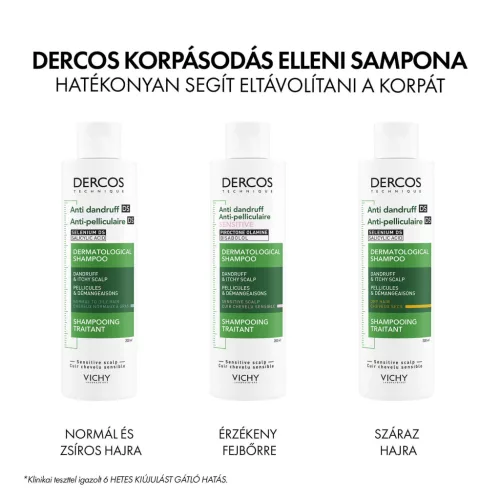 VICHY Dercos Korpásodás elleni sampon száraz hajra 200ml