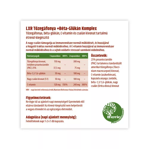 LXR Tőzegáfonya+ Béta-Glükán Komplex kapszula 60x