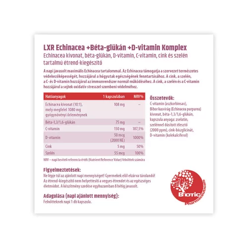 LXR Echinacea +Béta-Glükán +D-Vitamin Komplex 60x