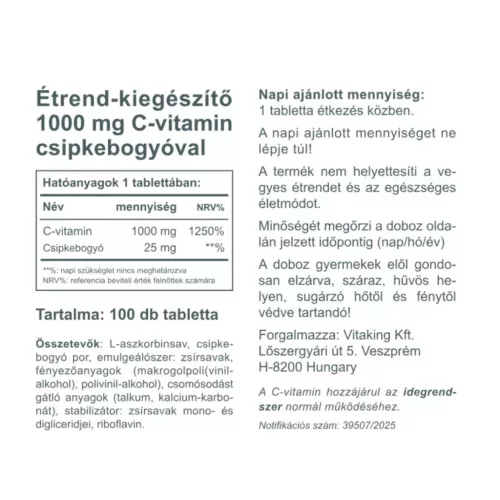 Vitaking C-1000mg (100) 25mg csipkebogyóval 100x