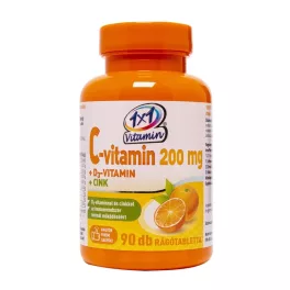   Vitaplus 1x1 Vitamin C-vitamin 200 mg +D3-vitamin +Cink narancs ízű rágótabletta 90x