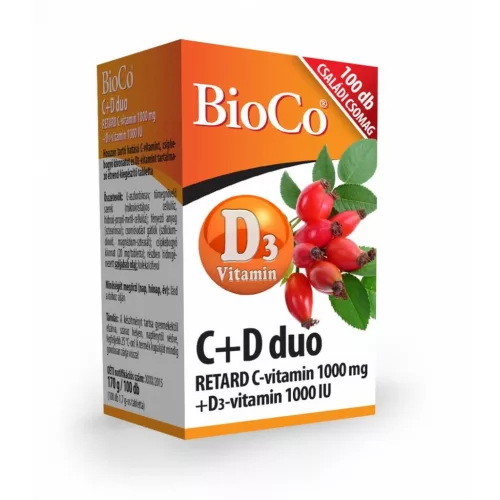 BioCo C+D Duo Retard C-vitamin 1000mg D3-vitamin 2000NE filmtabletta 100x