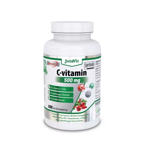 JutaVit C-vitamin 500 mg Csipkebogyó + D3 + Cink retard filmtabletta 100x