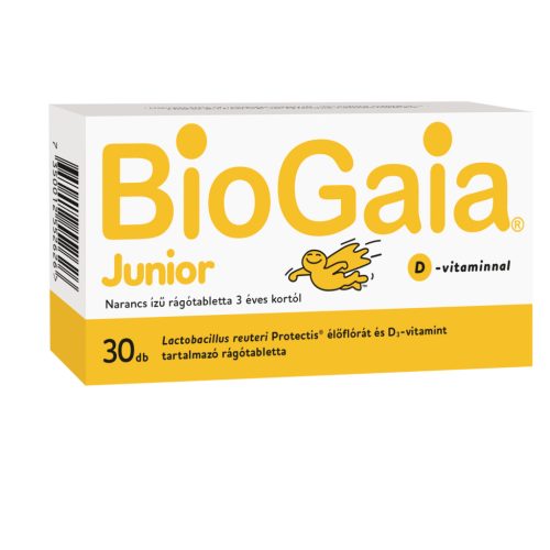 Biogaia Junior+D3 vitamin rágótabletta narancs ízű 30x
