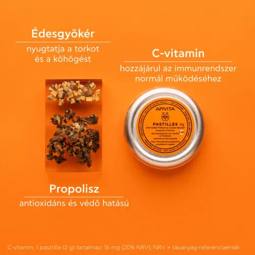 Apivita Édesgyökér-ánizs ízű torokpasztilla 45g