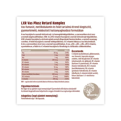 LXR Vas+ Folát Retard Komplex 60x