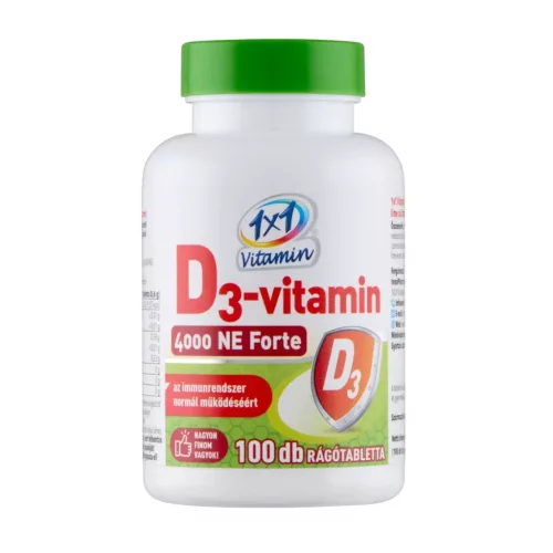 1×1 Vitamin D3-vitamin 4000 NE Forte lime ízű rágótabletta édesítőszerrel 100x