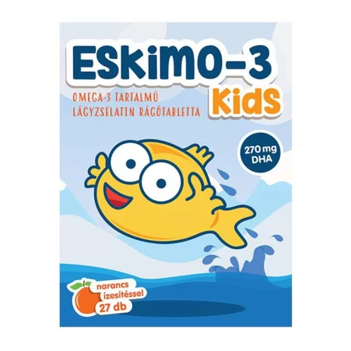Eskimo 3 Kids Omega-3 D-vitamin rágótabletta narancs 27x