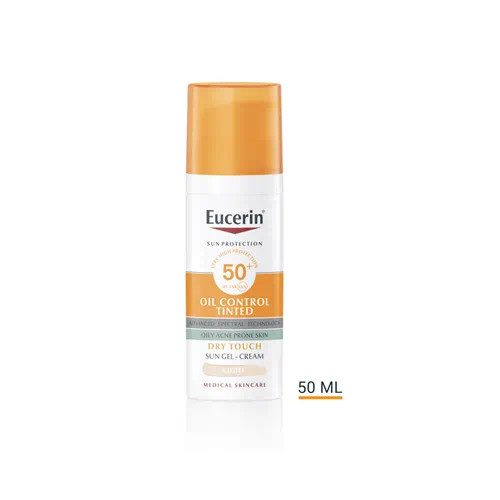 Eucerin Sun Oil Control színezett napozó krém-gél arcra light FF50+ 50ml