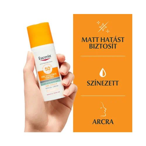 Eucerin Sun Oil Control színezett napozó krém-gél arcra light FF50+ 50ml