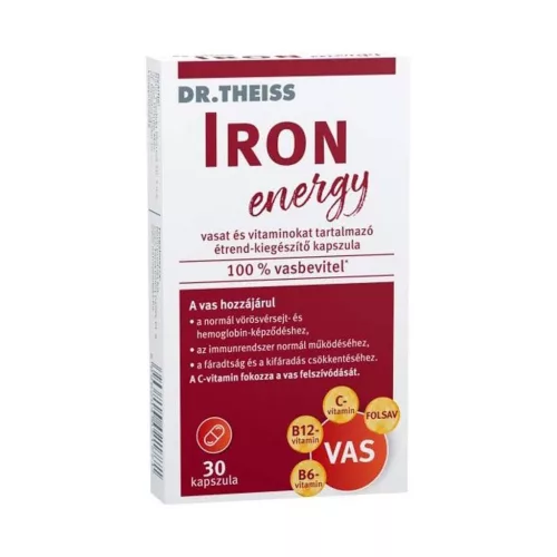 Dr. Theiss Iron Energy vasat és vitaminokat tartalmazó étrend-kiegészítő kapszula 30x