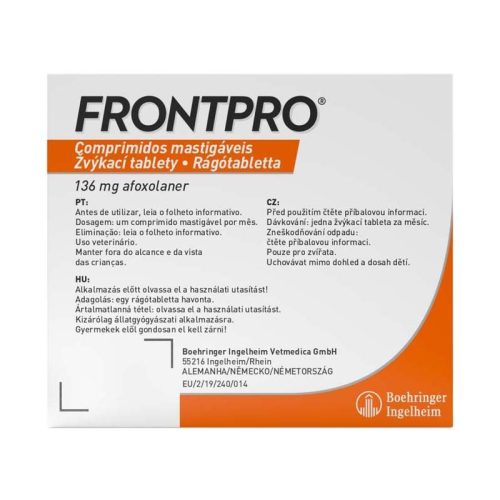 A.U.V. Frontpro 136 mg rágótabletta kutyáknak 25-50 kg 3x