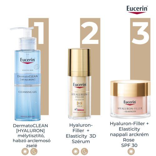 Eucerin Hyaluron-Filler + Elasticity bőrtömörséget regeneráló nappali arckrém Rose SPF30 50ml