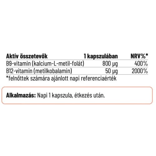 Nordvital Bioaktív Folát (B9-Vitamin) 800mcg 60x