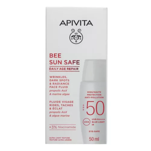 Apivita Bee Sun Safe Daily Age Repair Fluid ráncok, pigmentfoltok ellen SPF50 50ml