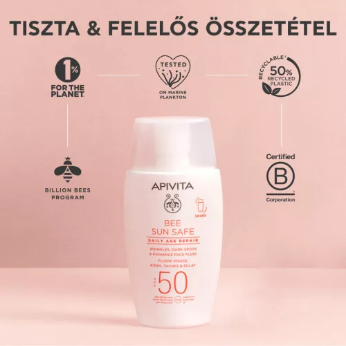 Apivita Bee Sun Safe Daily Age Repair Fluid ráncok, pigmentfoltok ellen SPF50 50ml