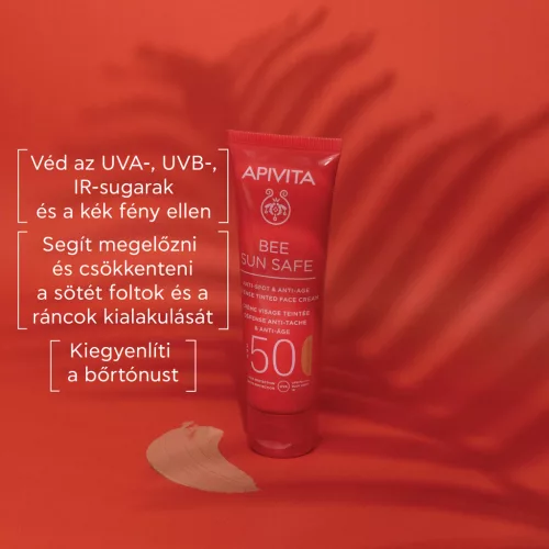 Apivita Bee Sun Safe Színezett arckrém ráncok és pigmentfoltok ellen SPF50 50ml