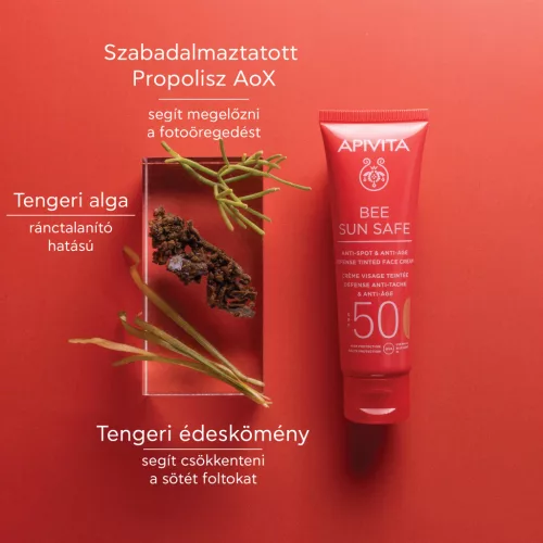 Apivita Bee Sun Safe Színezett arckrém ráncok és pigmentfoltok ellen SPF50 50ml