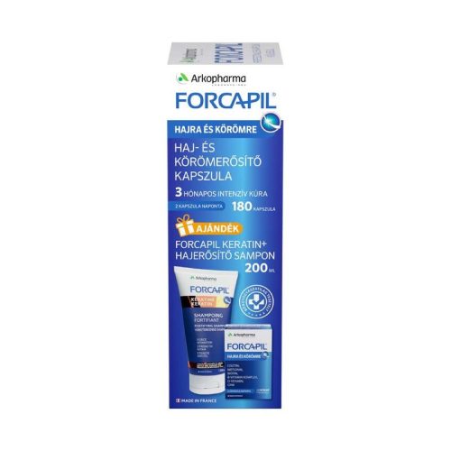 Forcapil Haj- és körömerősítő kapszula és Keratin+ sampon 180x200ml