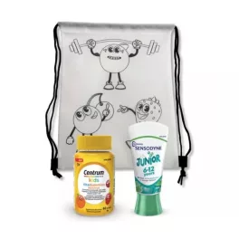 Gym Bag+Sensodyne+Centrum Junior gumivitamin 6-12 60x