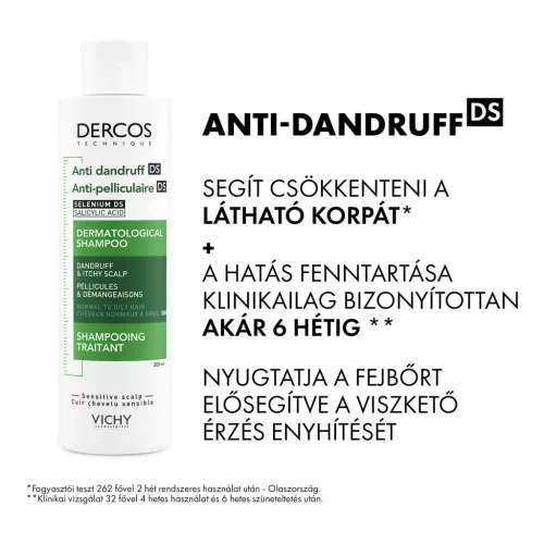 VICHY Dercos Korpásodás elleni sampon normál és zsíros hajra utántöltő 390 ml