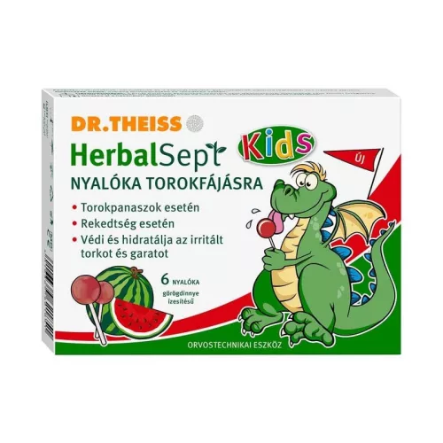 Dr. Theiss HerbalSept Kids nyalóka torokfájásra görögdinnye ízesítésű 6x
