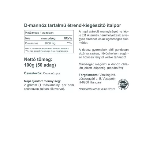 Vitaking D-mannose por 100g