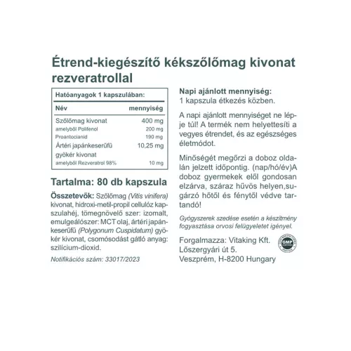 Vitaking Szőlőmag kivonat + Rezveratrol 80x