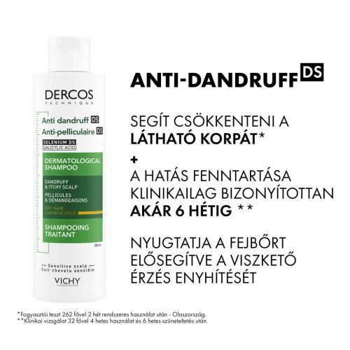 VICHY Dercos Korpásodás elleni sampon száraz hajra utántöltő 390ml