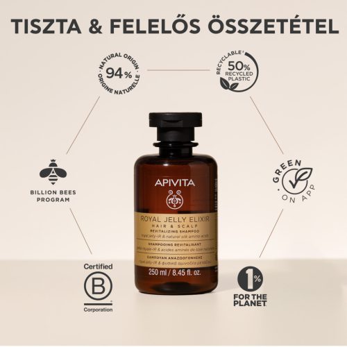 Apivita Royal Jelly Elixir Haj és fejbőr revitalizáló sampon 250ml