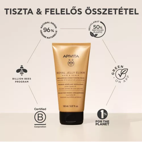 Apivita Royal Jelly Elixir Replumping haj és fejbőr kondicionáló maszk 150ml