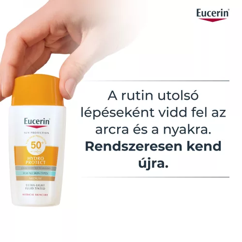 Eucerin Sun Hydro-Protect ultra könnyű színezett napozó fluid arcra SPF50 | medium árnyalat 50ml