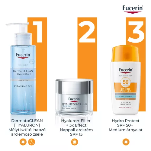Eucerin Sun Hydro-Protect ultra könnyű színezett napozó fluid arcra SPF50 | medium árnyalat 50ml