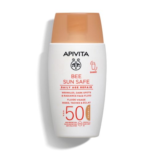 Apivita Bee Sun Safe Daily Age Repair színezett fluid ráncok és pigmentfoltok ellen SPF50 50ml