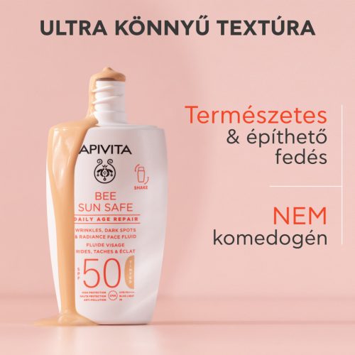 Apivita Bee Sun Safe Daily Age Repair színezett fluid ráncok és pigmentfoltok ellen SPF50 50ml