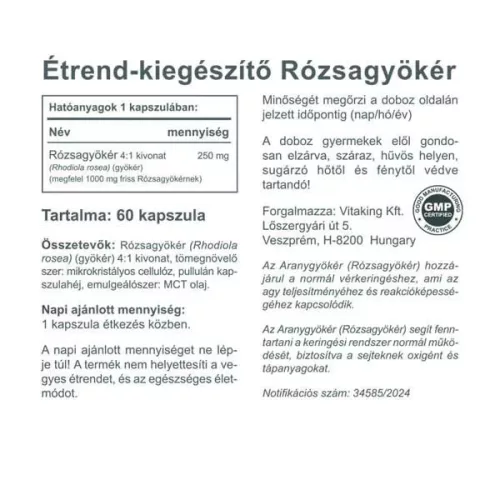 Vitaking Rózsagyökér (Rhodiola Rosea) kivonat 60x
