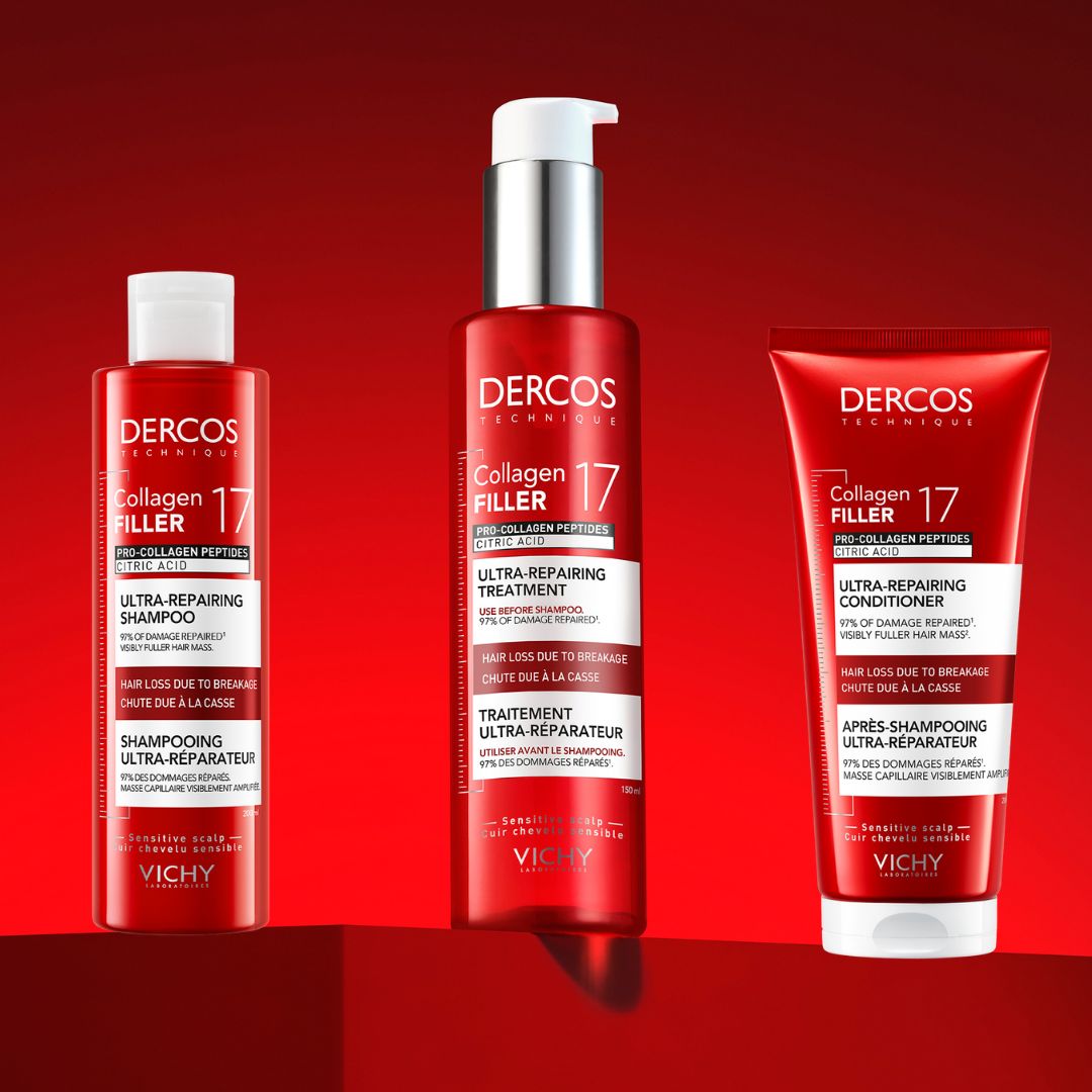 Töredezés miatti hajhullás: hogyan erősíti meg a hajat a Vichy Dercos Collagen Filler 17 ?
